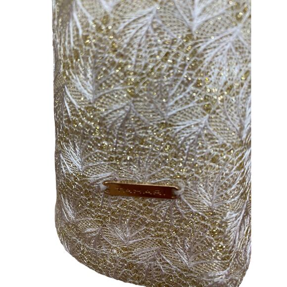 Tahari Girls Fit and Flare Dress Size 6 Gold White Tinsel Wedding Party Holiday - Picture 10 of 16